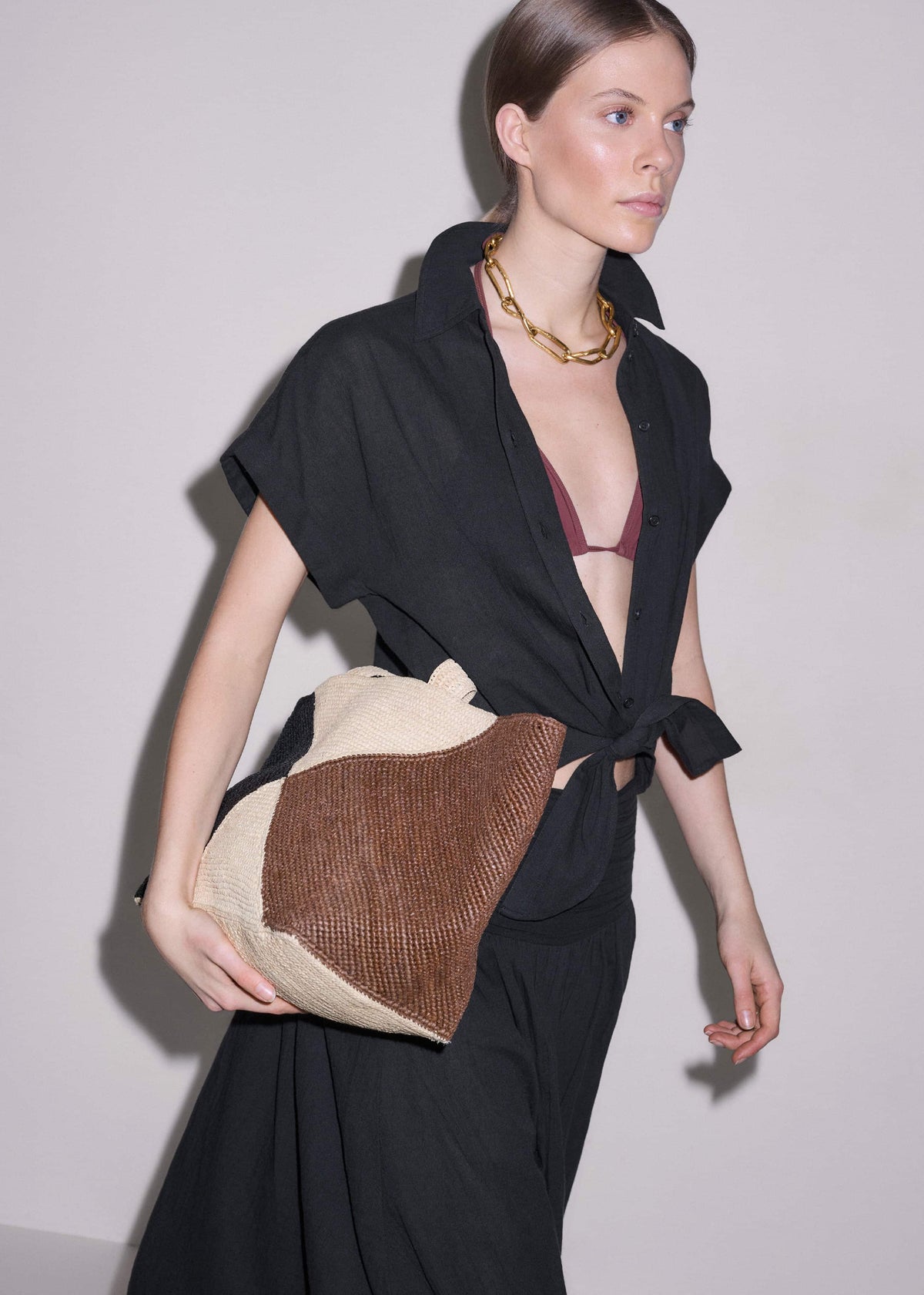 Black Tie Front Beach Shirt | ME+EM