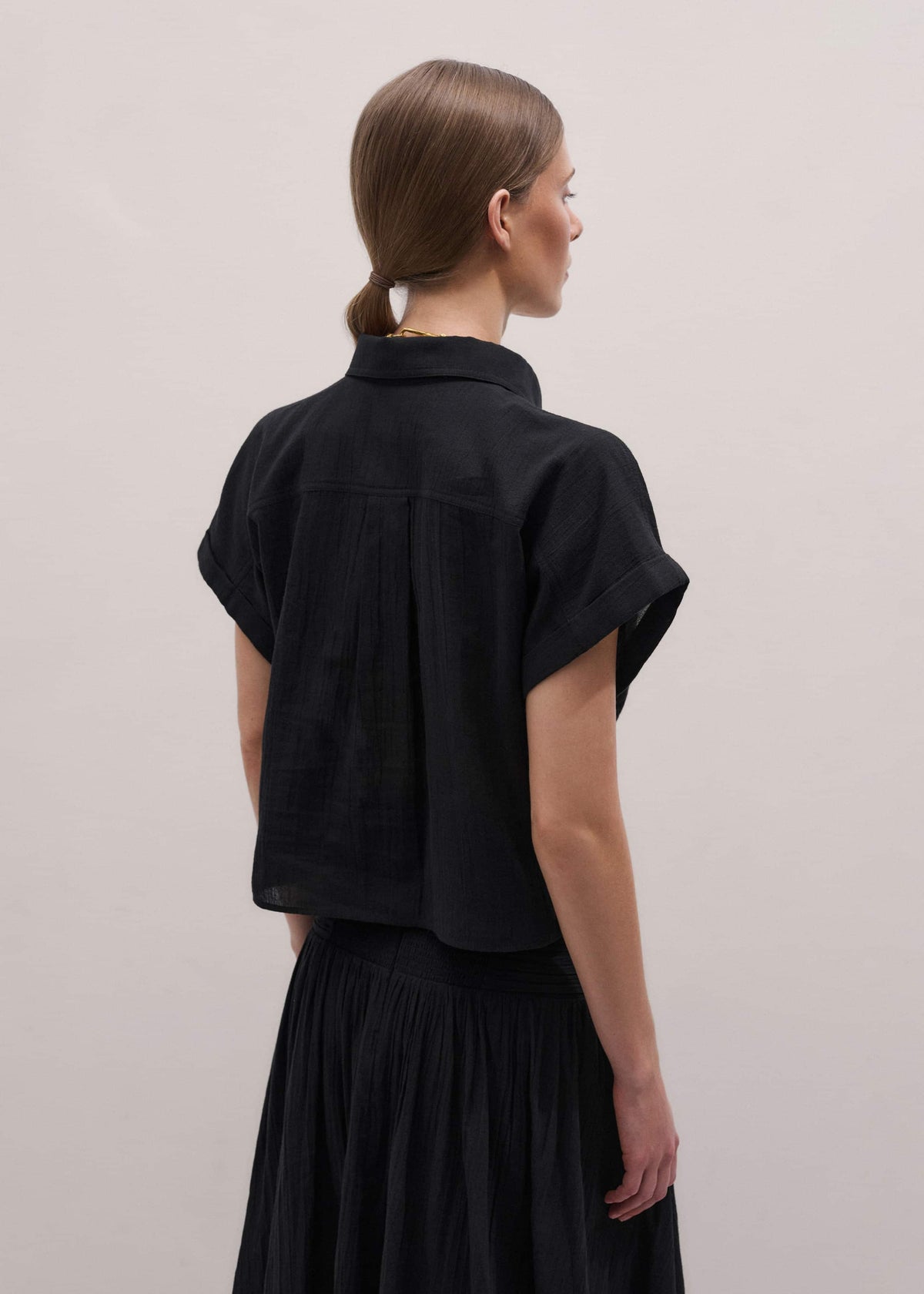 Black Tie Front Beach Shirt | ME+EM