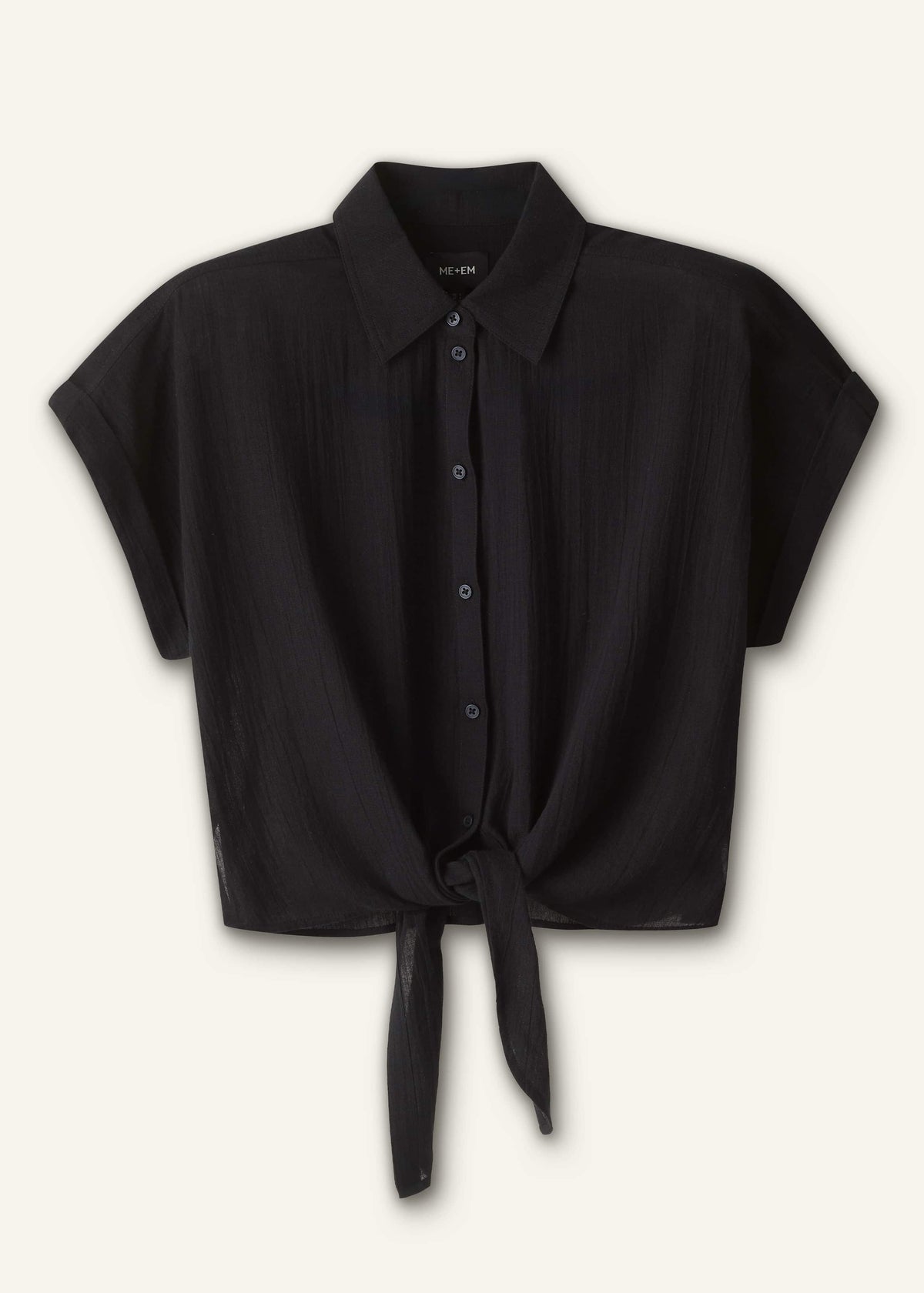 Black Tie Front Beach Shirt | ME+EM