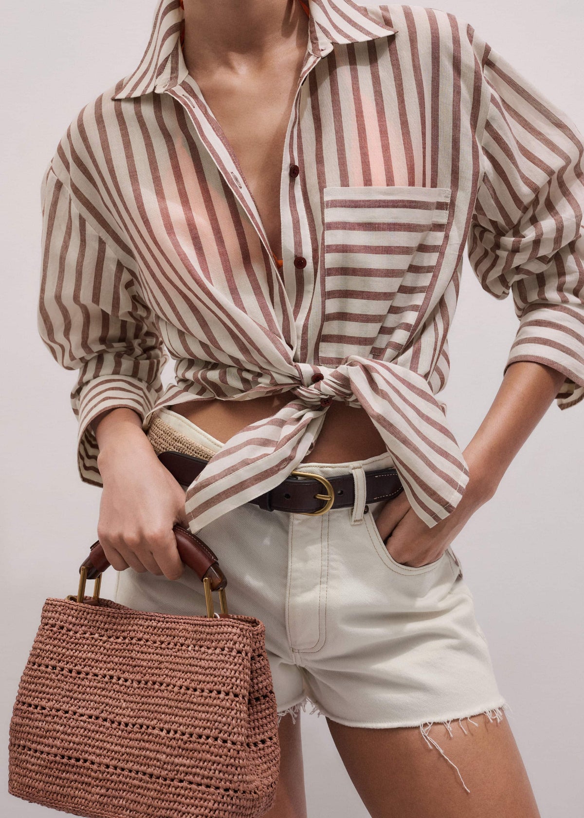 Cinnamon Brown Stripe Boyfriend Shirt | ME+EM