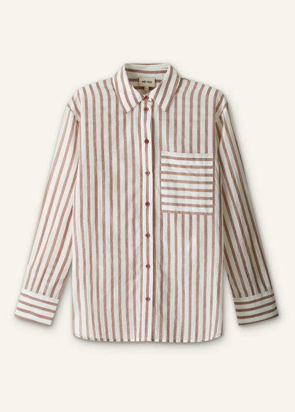 Cinnamon Brown Stripe Boyfriend Shirt | ME+EM