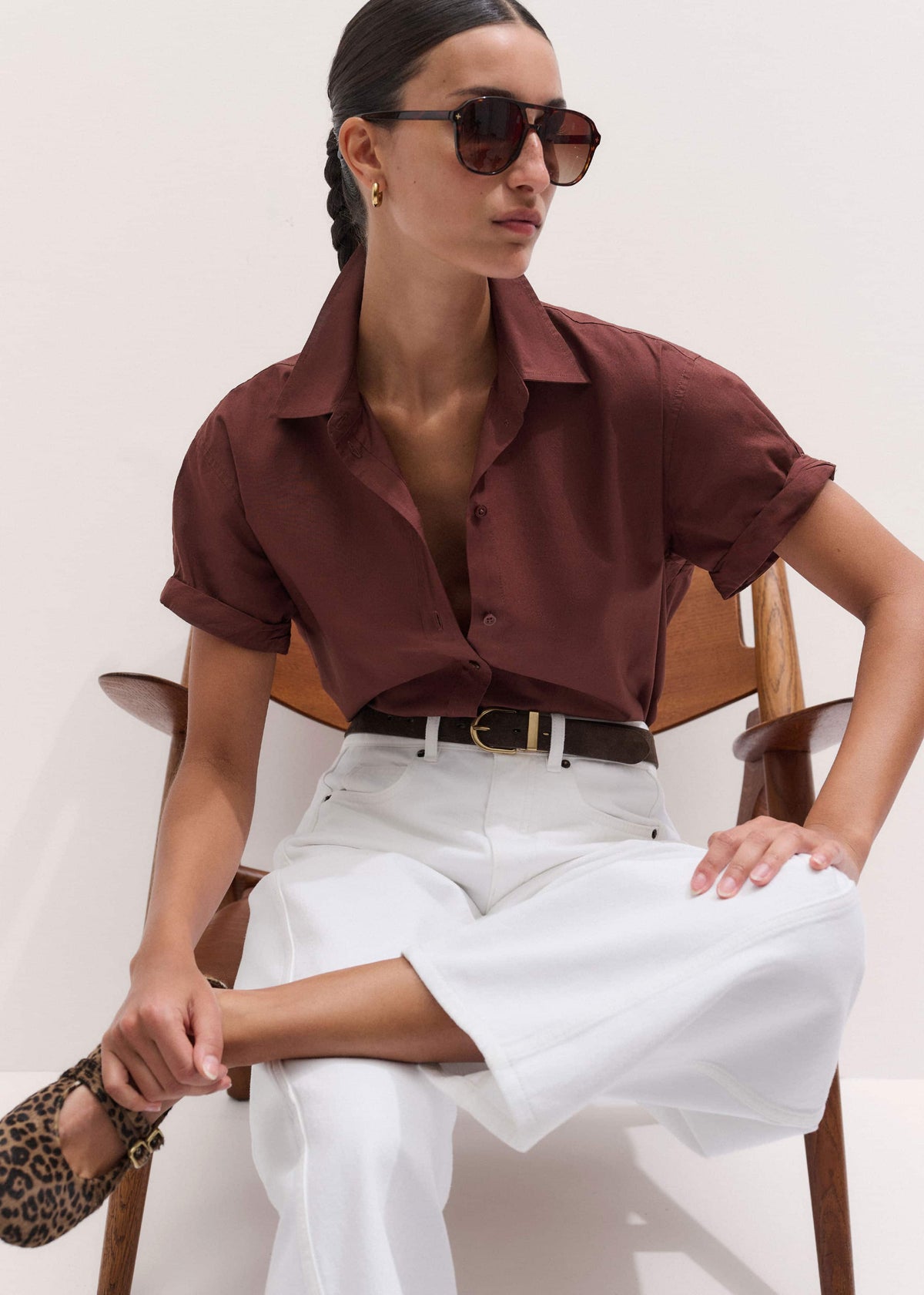 Cinnamon Brown Turn-Up Cuff Shirt | ME+EM