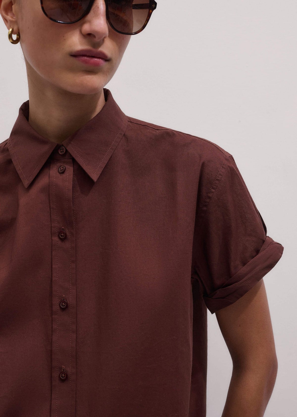 Cinnamon Brown Turn-Up Cuff Shirt | ME+EM