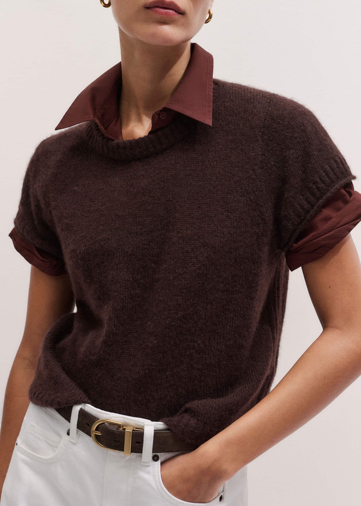 Cinnamon Brown Turn-Up Cuff Shirt | ME+EM