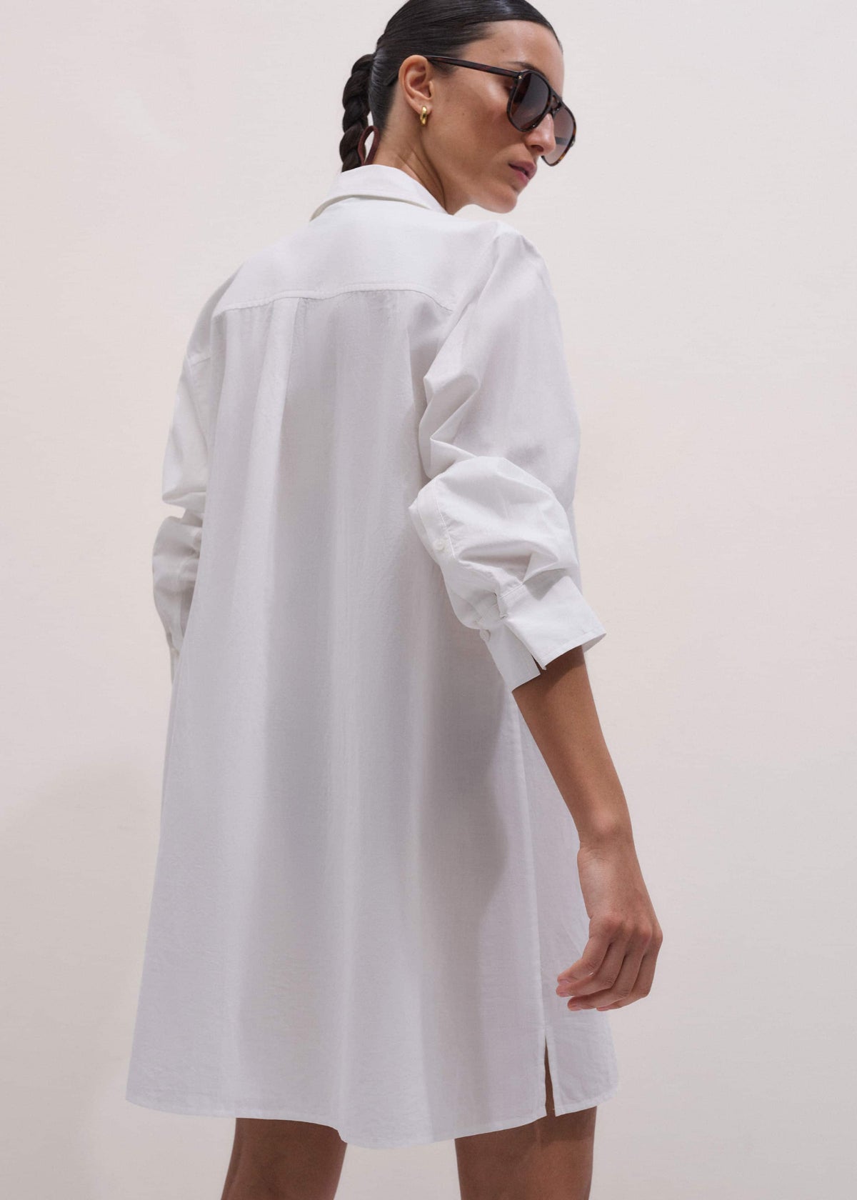 White Relaxed Short Swing Shirt Dress | ME+EM