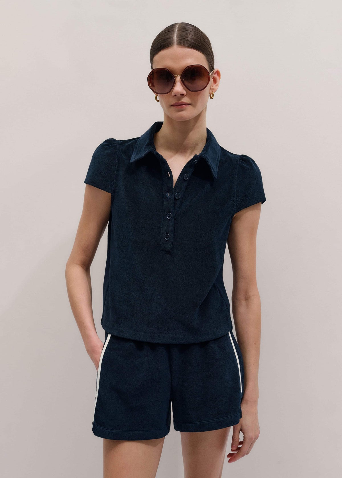 Navy Sporty Smart Polo Top | ME+EM