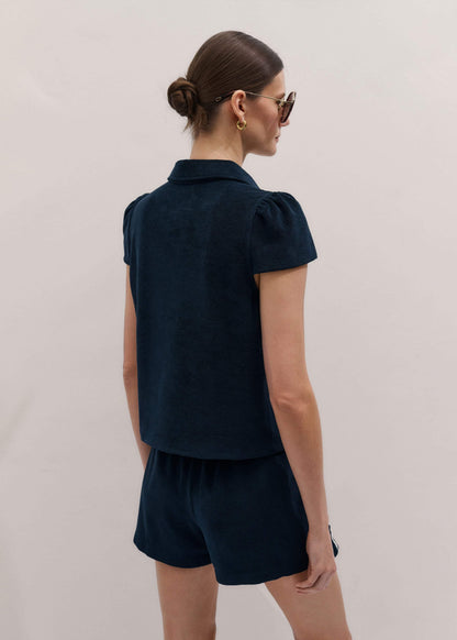 Navy Sporty Smart Polo Top | ME+EM