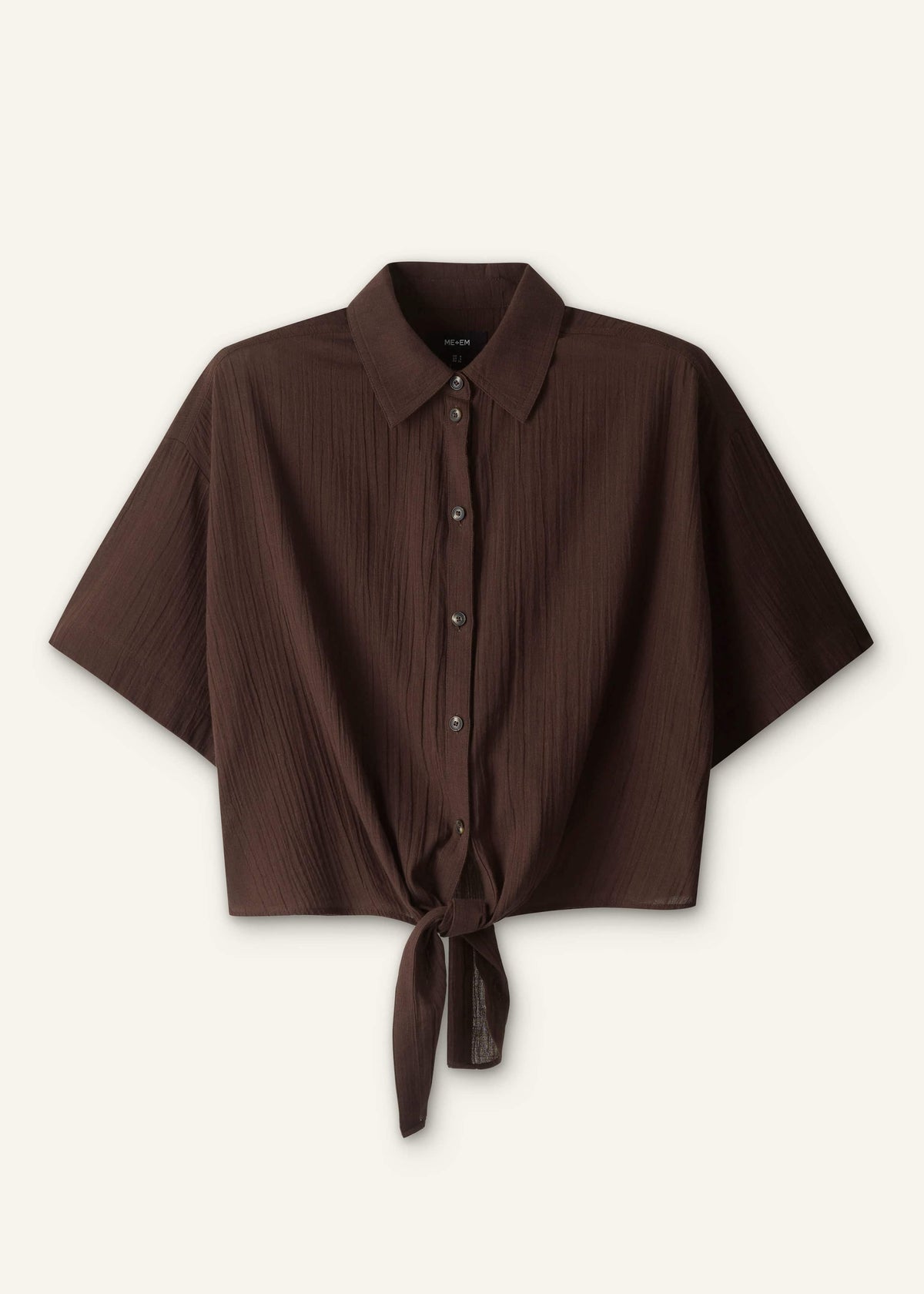 Brown Tie Front Beach Shirt | ME+EM