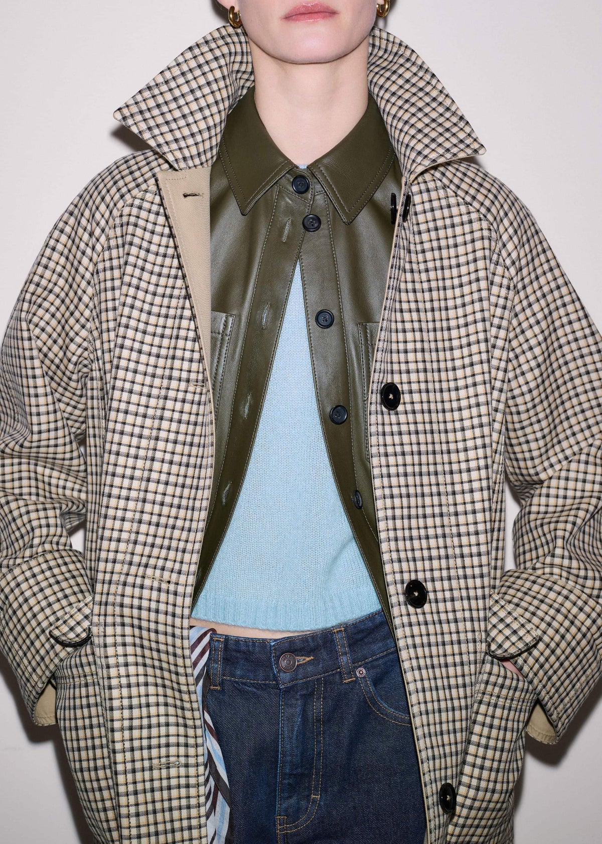 Olive Green Leather Utility Shirt | ME+EM
