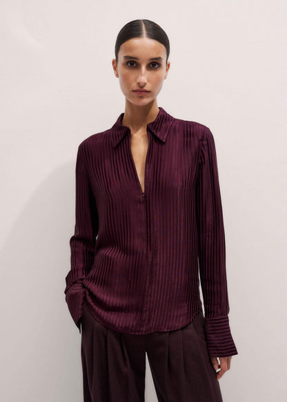 Red AM-PM Fluid Satin Shirt + Tie | ME+EM