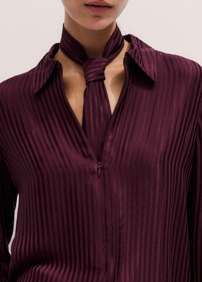 Red AM-PM Fluid Satin Shirt + Tie | ME+EM