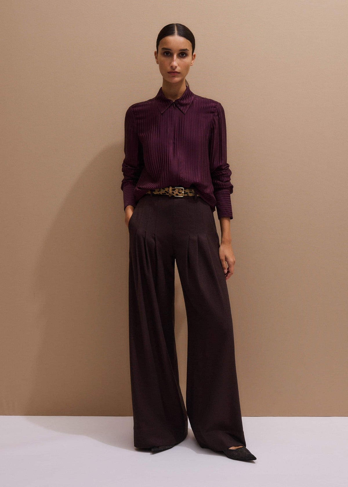 Red AM-PM Fluid Satin Shirt + Tie | ME+EM