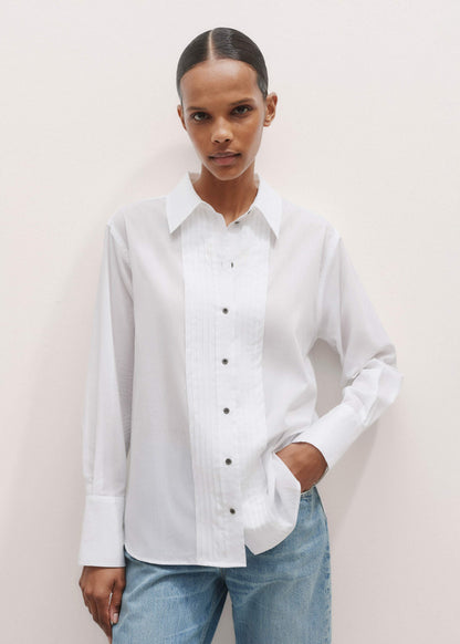 White Relaxed Tux Shirt | ME+EM