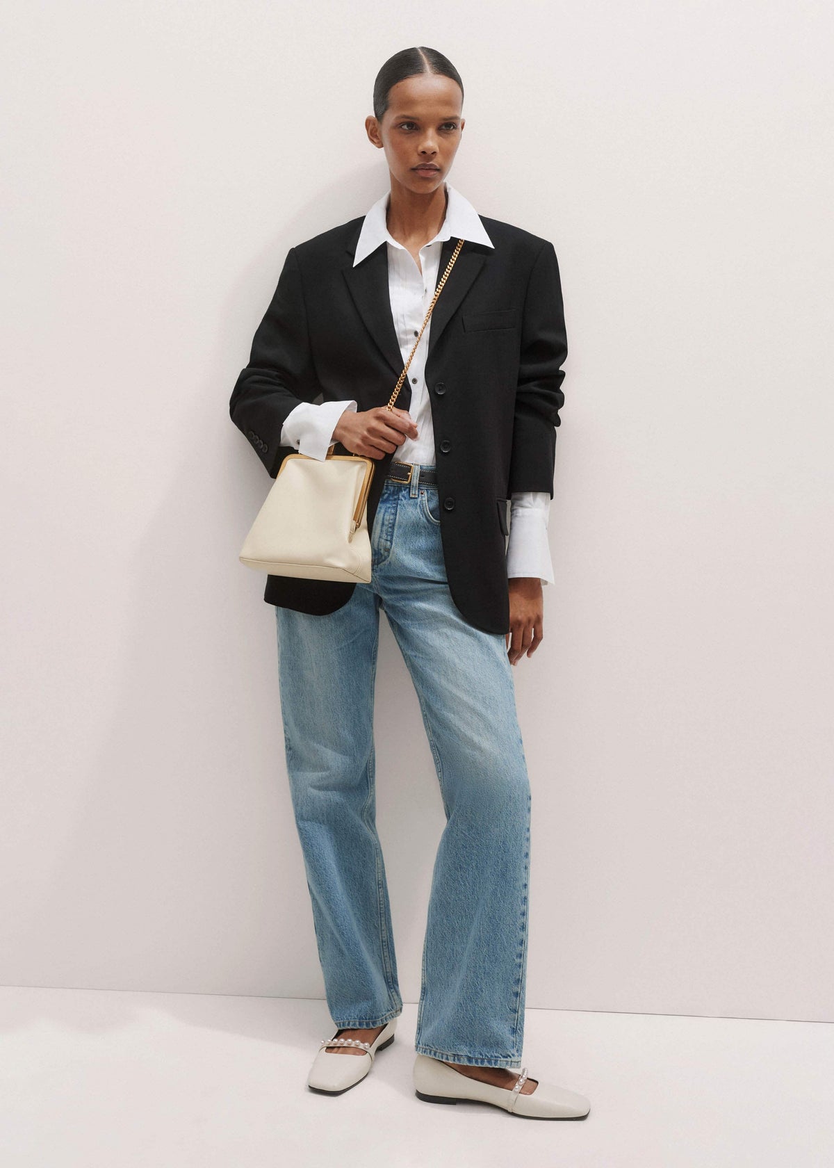 White Relaxed Tux Shirt | ME+EM