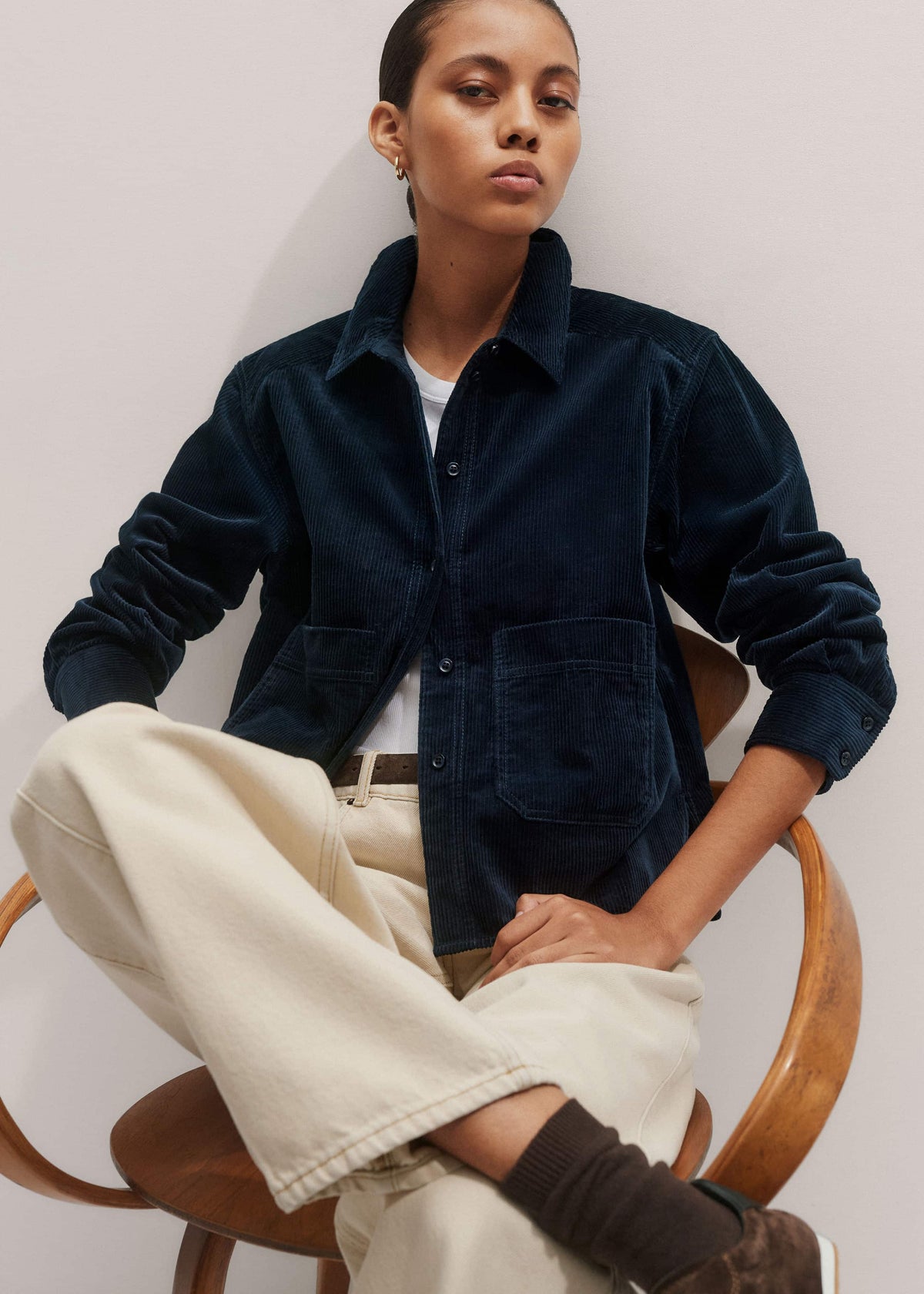 Navy Boxy Shacket | ME+EM