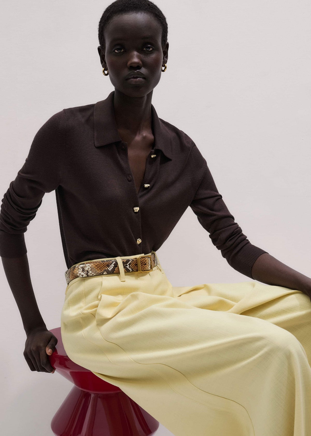 Brown Luxe Knit Slim Shirt | ME+EM