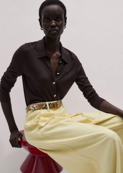 Brown Luxe Knit Slim Shirt | ME+EM