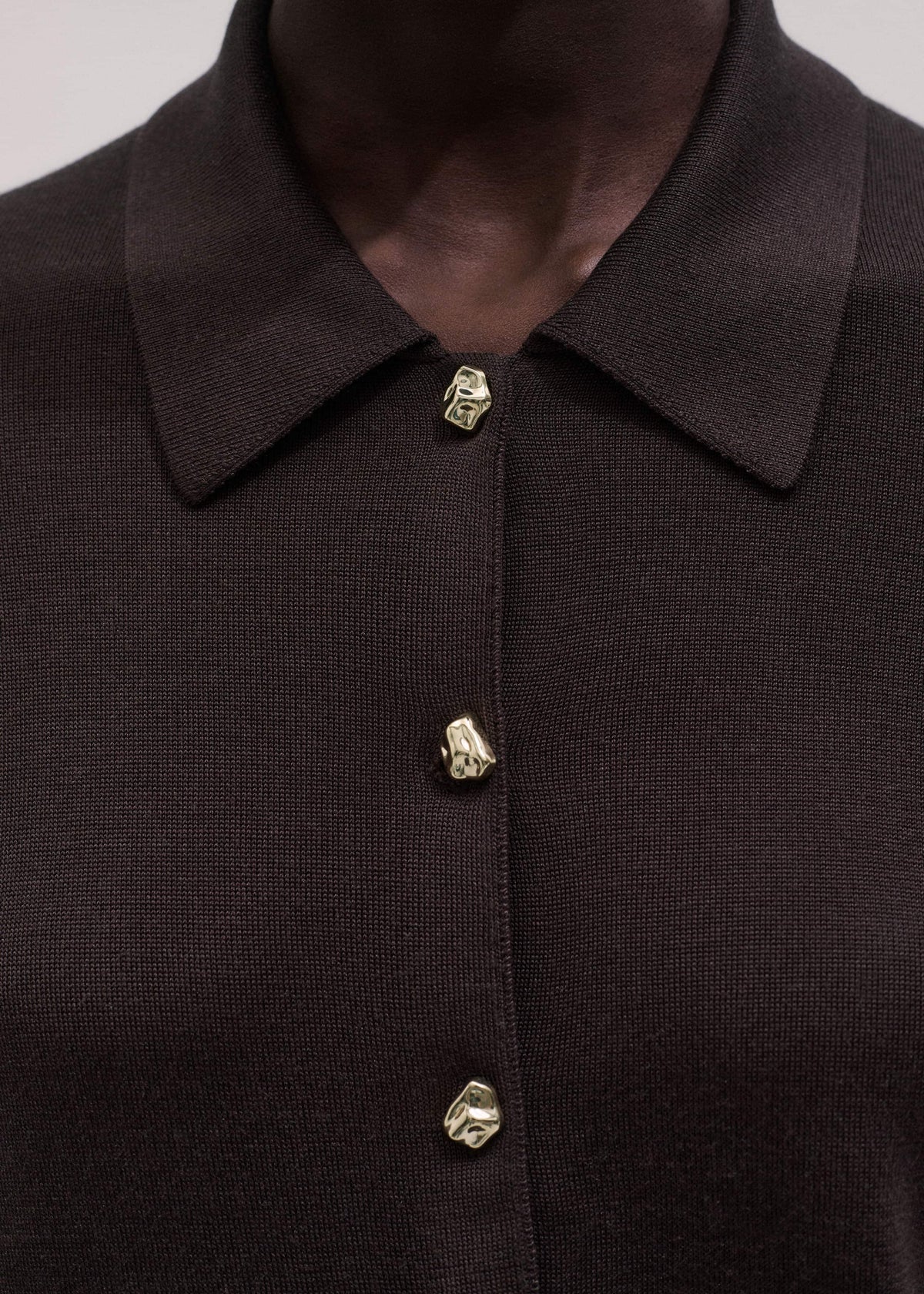 Brown Luxe Knit Slim Shirt | ME+EM