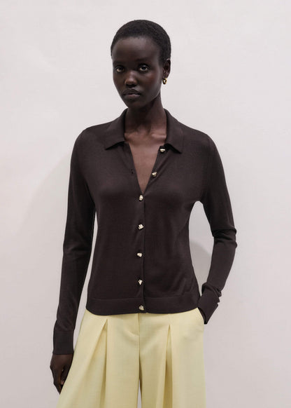 Brown Luxe Knit Slim Shirt | ME+EM