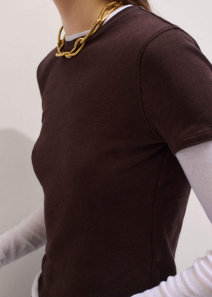 Brown Sheer Double-Layer Look Top | ME+EM