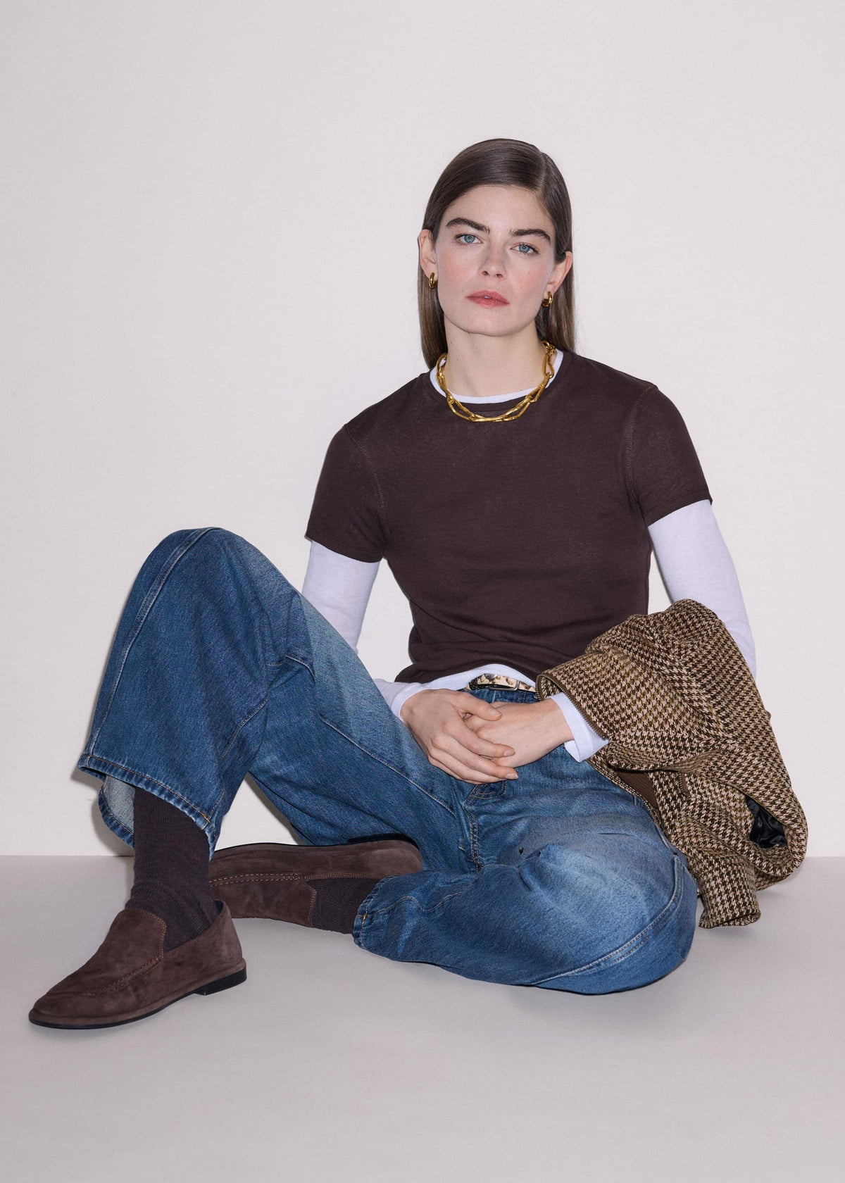 Brown Sheer Double-Layer Look Top | ME+EM