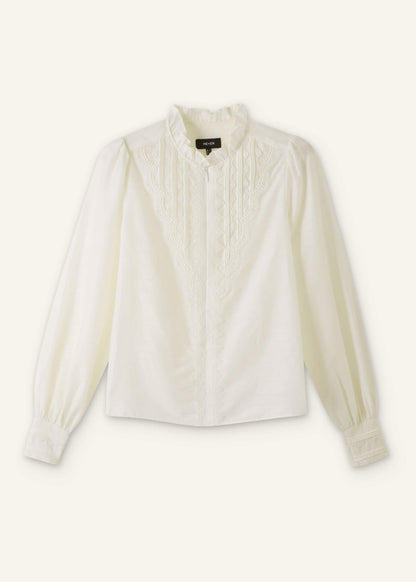Cream Delicate Lace Trim Detail Top | ME+EM