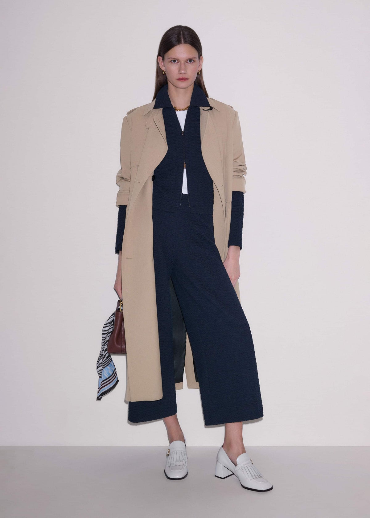 Navy Curling Crosses Jacquard Textured Zip Top | ME+EM