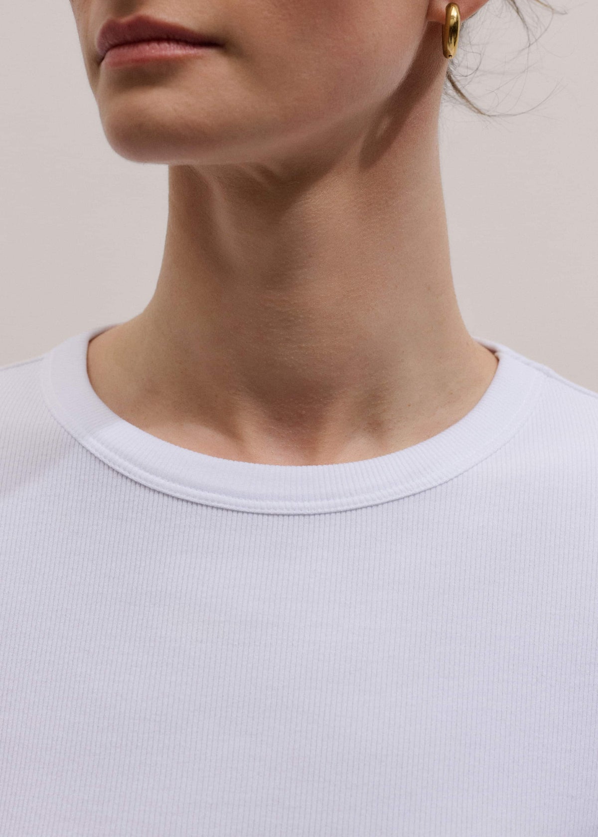 White Cotton Rib Long Sleeve Top | ME+EM