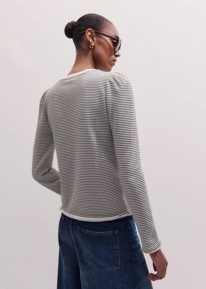 Navy Stripe Pouf Sleeve Sweatshirt | ME+EM