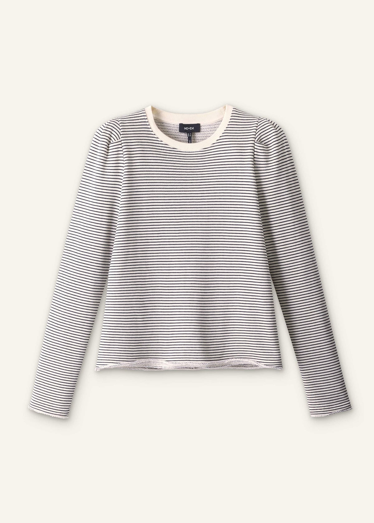 Navy Stripe Pouf Sleeve Sweatshirt | ME+EM