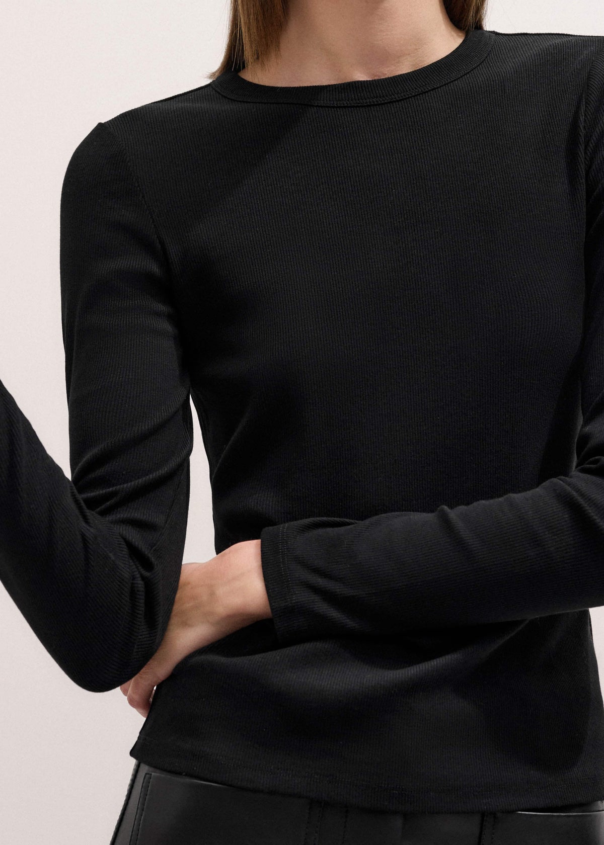 Black Cotton Rib Perfect Basic Top | ME+EM