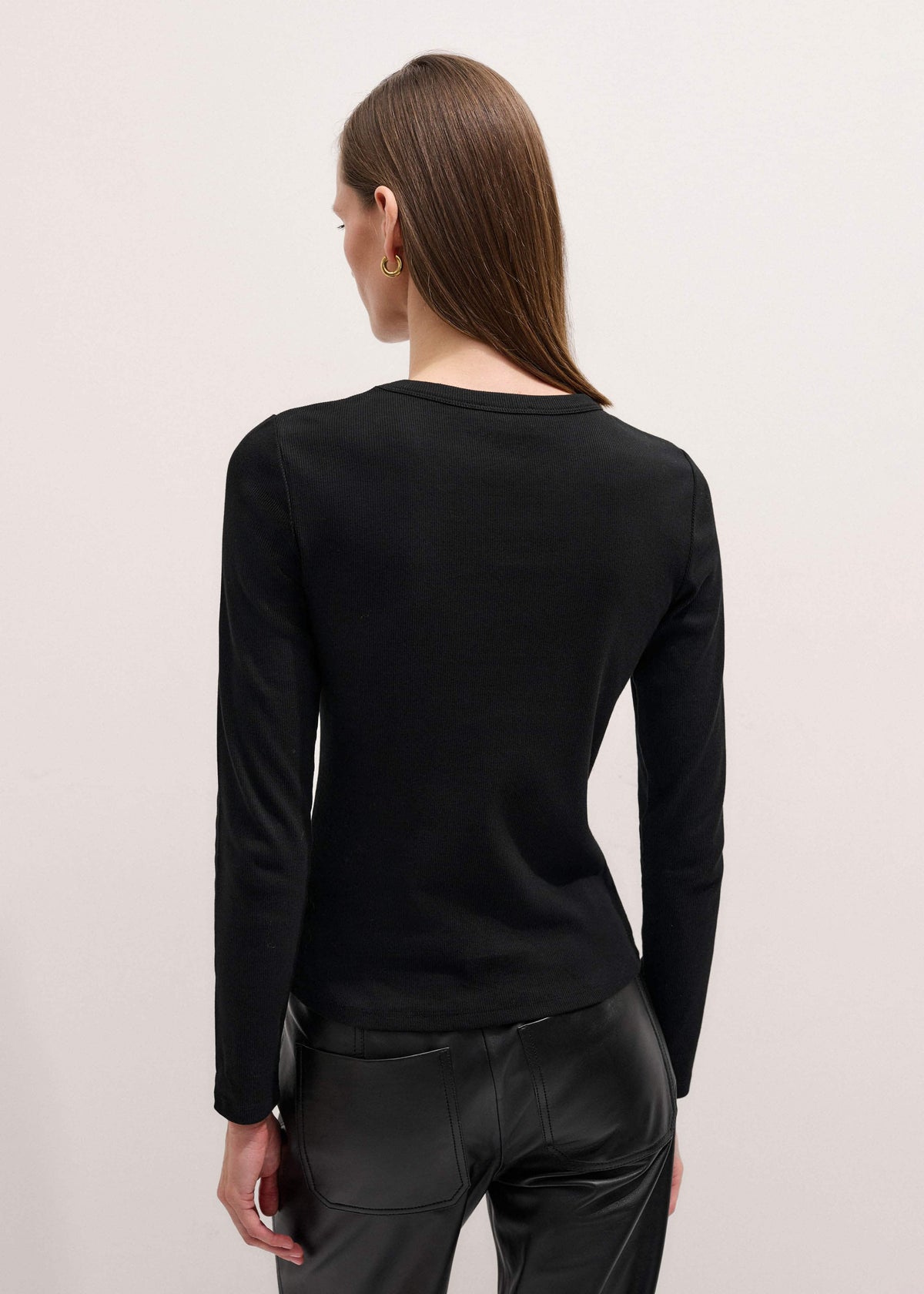 Black Cotton Rib Perfect Basic Top | ME+EM