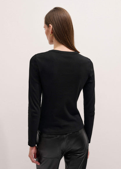 Black Cotton Rib Perfect Basic Top | ME+EM