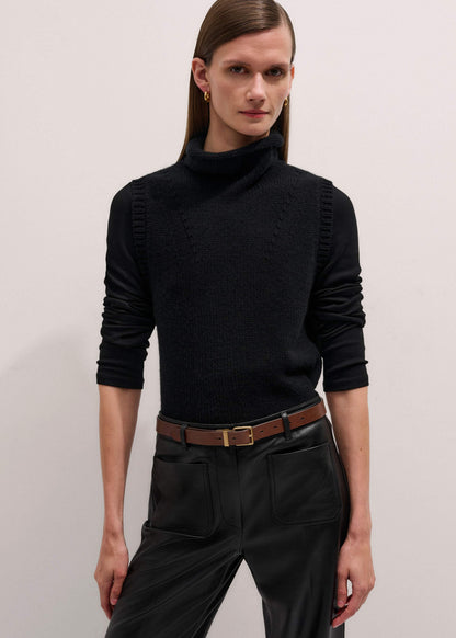 Black Cotton Rib Perfect Basic Top | ME+EM
