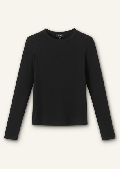 Black Cotton Rib Perfect Basic Top | ME+EM