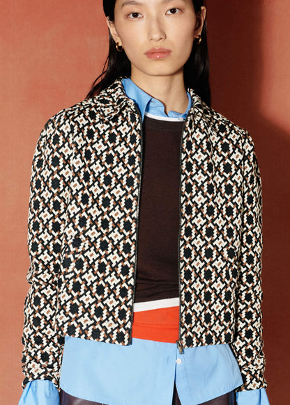 Navy Graphic Jacquard Zip-Through Jacket | ME+EM