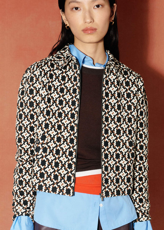 Navy Graphic Jacquard Zip-Through Jacket | ME+EM