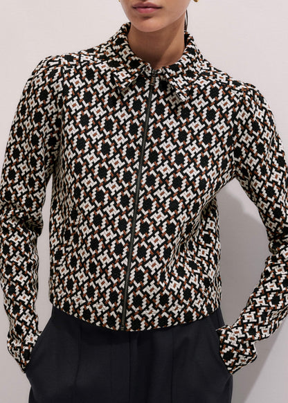 Navy Graphic Jacquard Zip-Through Jacket | ME+EM