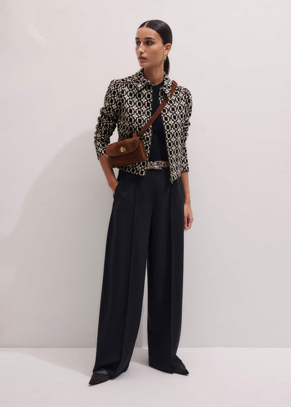 Navy Graphic Jacquard Zip-Through Jacket | ME+EM