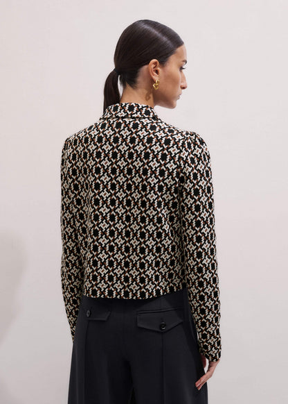 Navy Graphic Jacquard Zip-Through Jacket | ME+EM