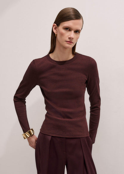 Red Cotton Rib Perfect Basic Top | ME+EM