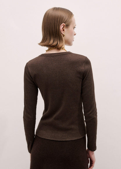 Brown Cotton Rib Perfect Basic Top | ME+EM
