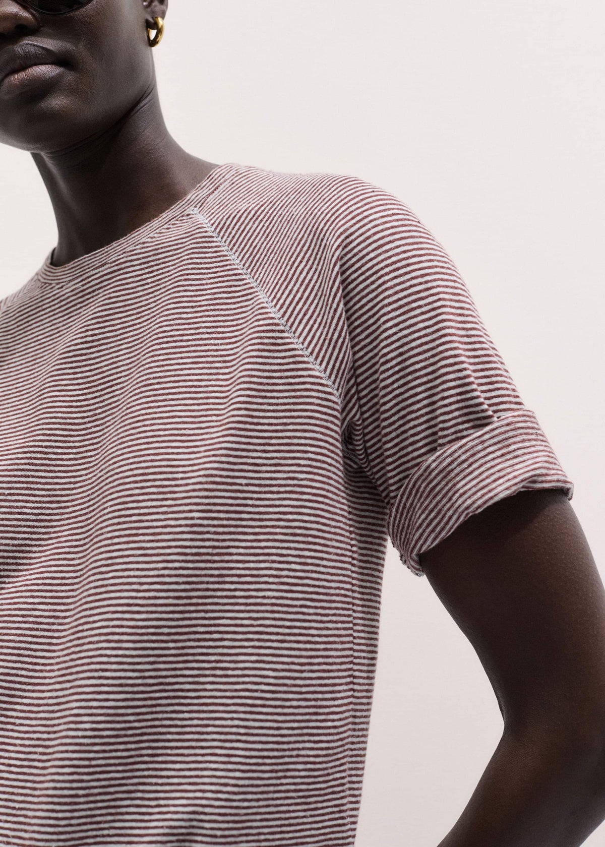 Cinnamon Soft Washed Stripe Raglan Tee | ME+EM