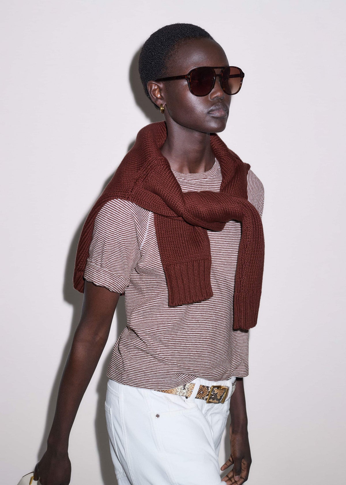Cinnamon Soft Washed Stripe Raglan Tee | ME+EM