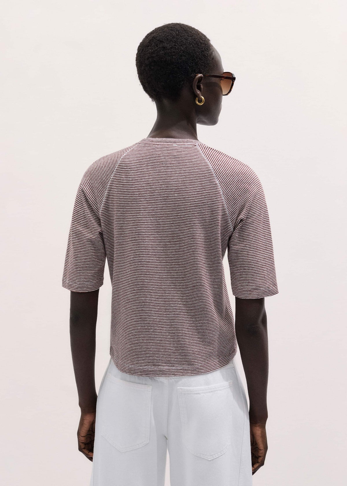 Cinnamon Soft Washed Stripe Raglan Tee | ME+EM