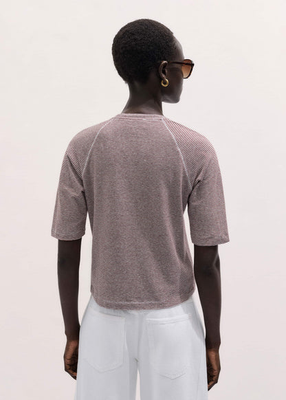 Cinnamon Soft Washed Stripe Raglan Tee | ME+EM