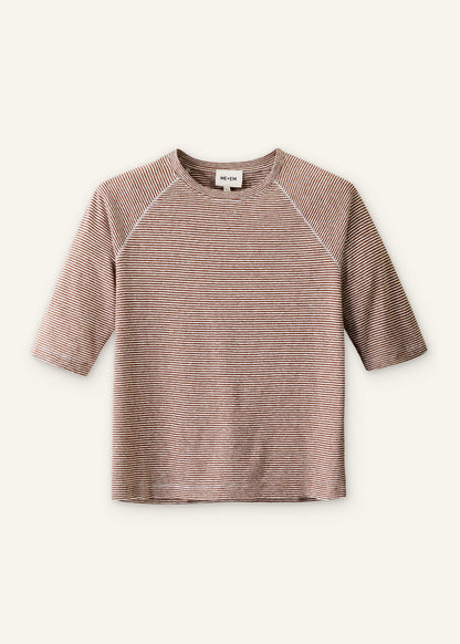 Cinnamon Soft Washed Stripe Raglan Tee | ME+EM