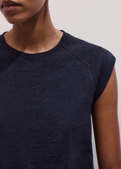 Navy Cap Sleeve Crew Neck Swing Tee | ME+EM