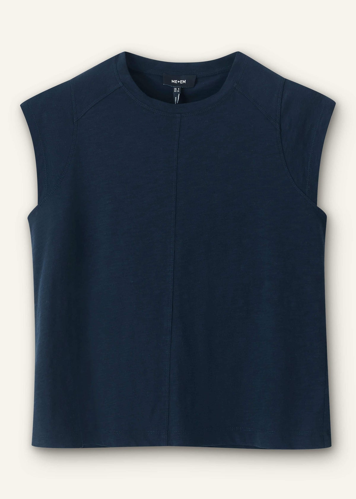 Navy Cap Sleeve Crew Neck Swing Tee | ME+EM