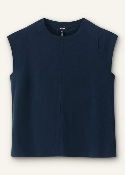 Navy Cap Sleeve Crew Neck Swing Tee | ME+EM